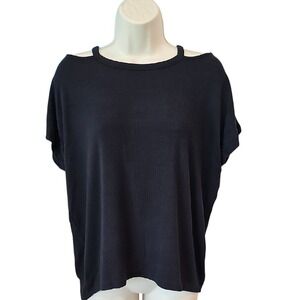 Athleta Black Oversized XS Short Sleeve Cold Shoulder Women's Top
